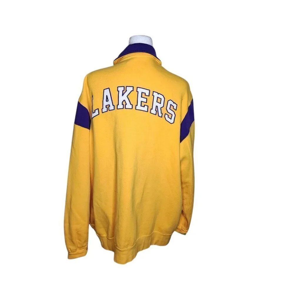 NBA LA Lakers Full Zip Basketball Track Jacket Mens Size L Yellow